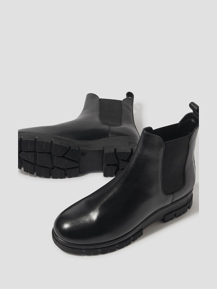 Monsoon Black Carrie Leather Chunky Chelsea Boots - Image 1 of 2