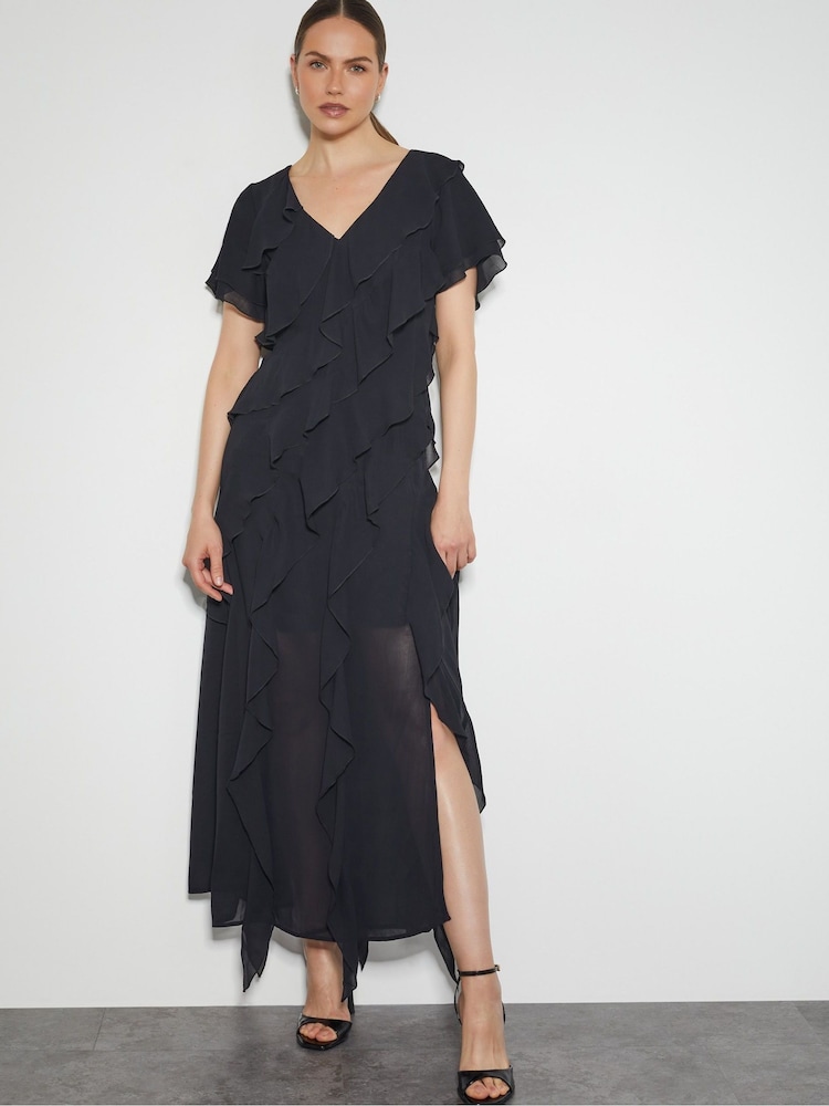 Monsoon Black Renata Ruffle Maxi Dress - Image 1 of 3