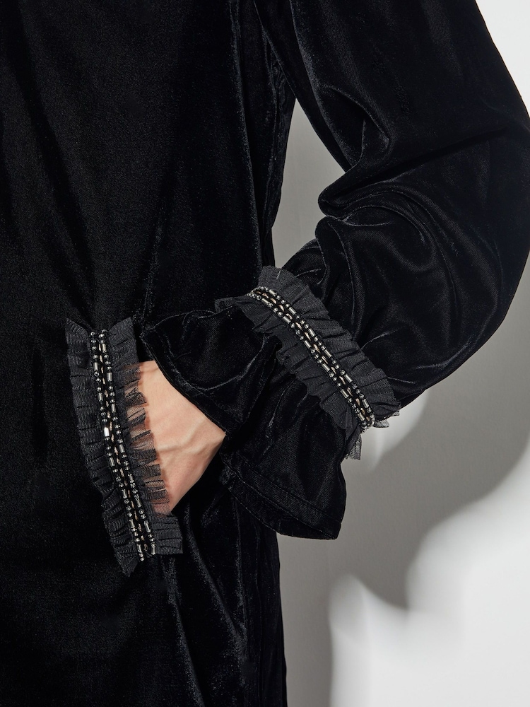 Monsoon Black Beatrix Velvet Mini Dress - Image 2 of 4