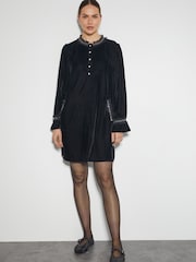 Monsoon Black Beatrix Velvet Mini Dress - Image 4 of 4
