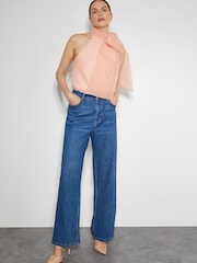 Monsoon Vera Sleeveless Organza Pussybow Top - Imagen 1 de 3