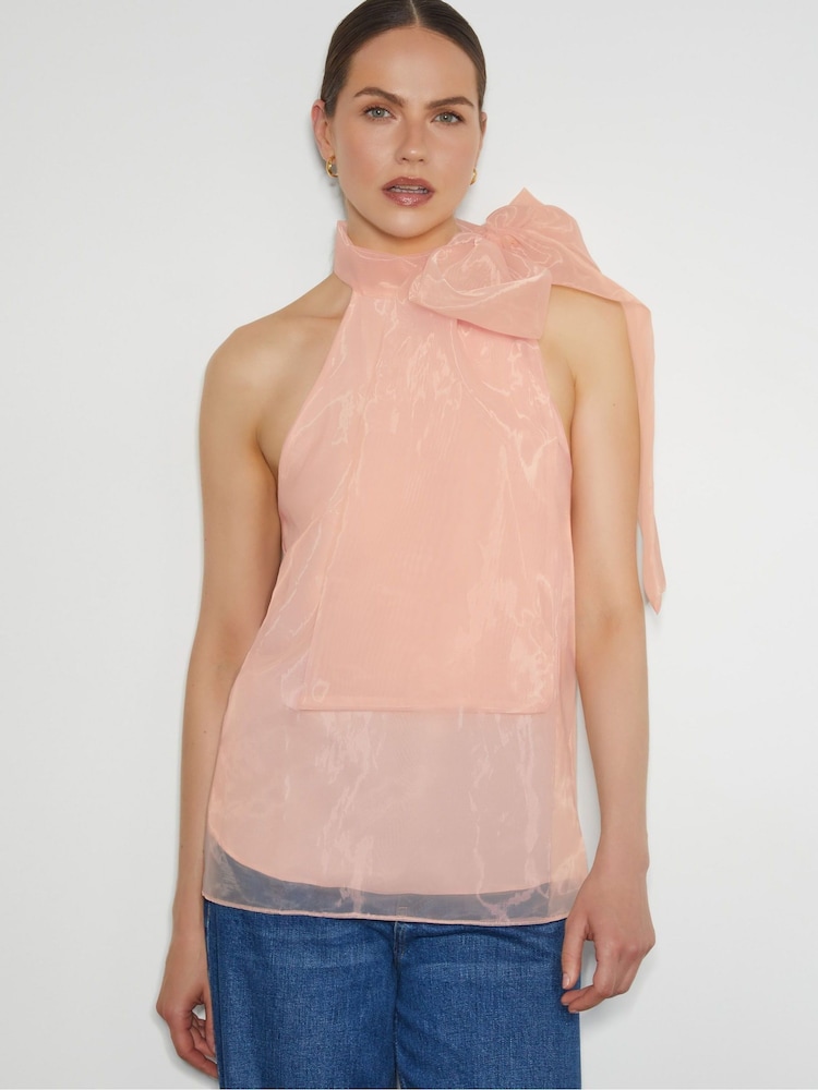 Monsoon Vera Sleeveless Organza Pussybow Top - Imagen 2 de 3