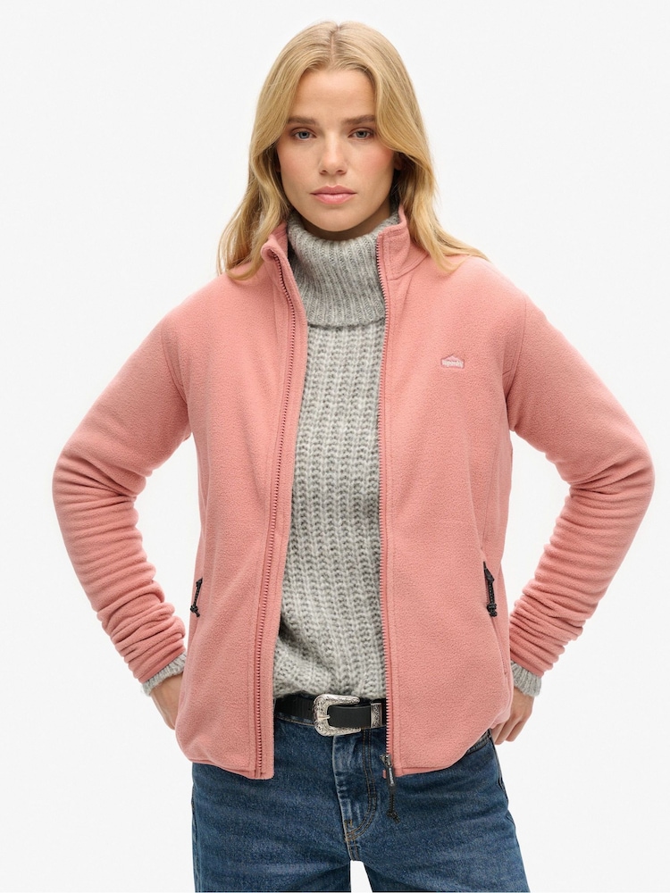 Superdry Pink Polar Fleece Full Zip Jacket - Image 1 of 4