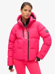 Superdry Pink Hooded Ski Boxy Puffer Jacket - Image 1 of 3