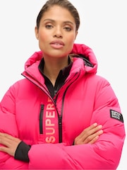 Superdry Pink Hooded Ski Boxy Puffer Jacket - Image 3 of 3
