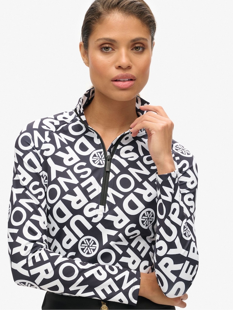 Superdry Black Ski Base Layer Half Zip Top - Image 3 of 3