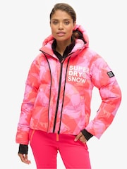 Superdry Pink Hooded Ski Boxy Puffer Jacket - Image 1 of 4