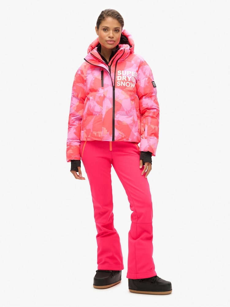 Superdry Pink Hooded Ski Boxy Puffer Jacket - Image 2 of 4