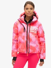 Superdry Pink Hooded Ski Boxy Puffer Jacket - Image 3 of 4