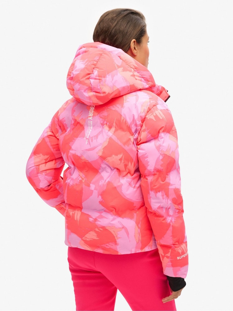 Superdry Pink Hooded Ski Boxy Puffer Jacket - Image 4 of 4