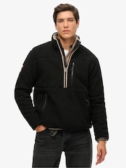 Negru - Bluză din fleece cu fermoar pe jumătate și croi pătrat Superdry Outdoor - Image 1 of 3