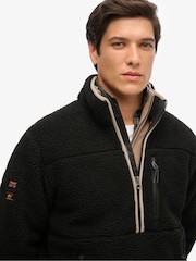 Negru - Bluză din fleece cu fermoar pe jumătate și croi pătrat Superdry Outdoor - Image 3 of 3