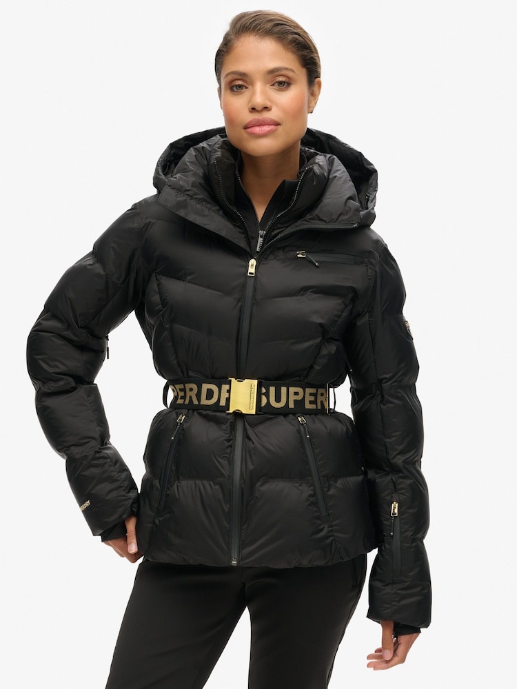 Superdry Black Ski Luxe Puffer 100% Cotton Jacket - Image 1 of 4