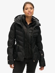 Superdry Black Ski Luxe Puffer 100% Cotton Jacket - Image 2 of 4