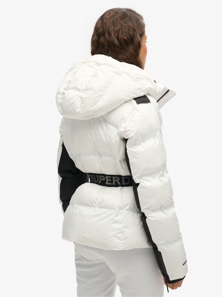 Superdry White Ski Luxe Puffer Jacket - Image 2 of 6