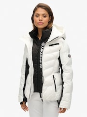 Superdry White Ski Luxe Puffer Jacket - Image 3 of 6