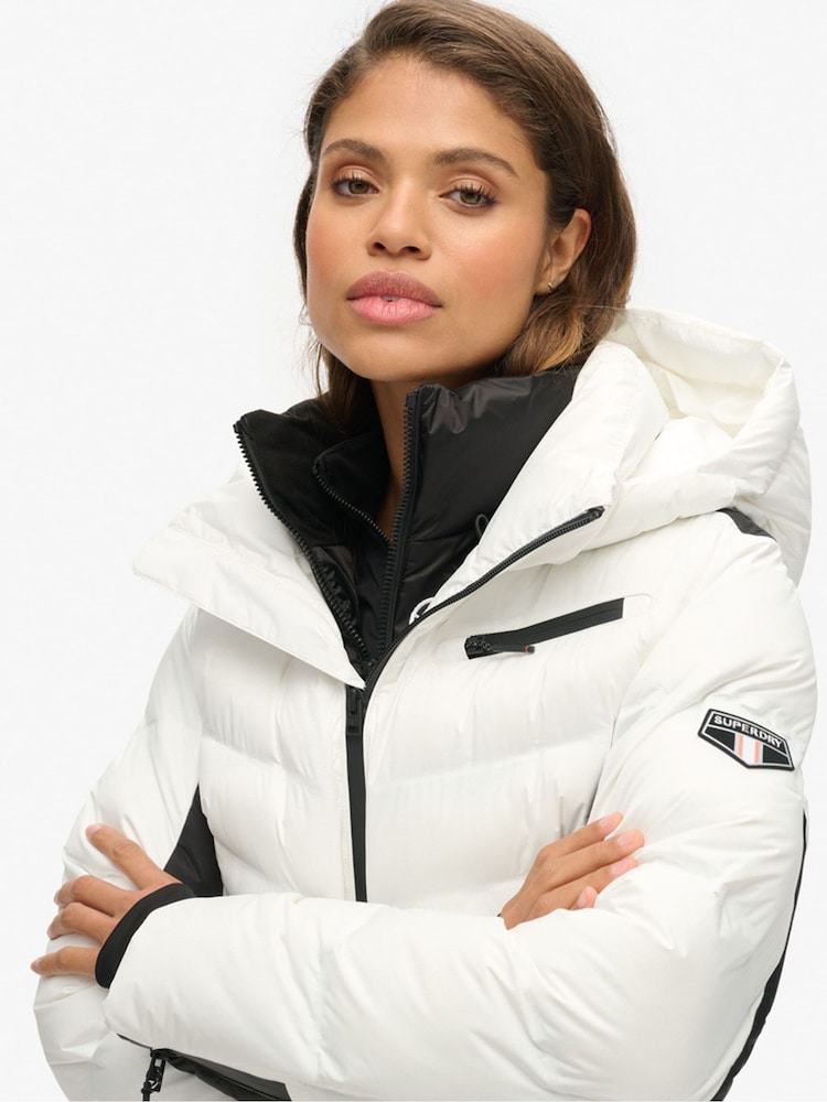 Superdry White Ski Luxe Puffer Jacket - Image 4 of 6