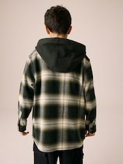 Green/Black Long Sleeve Check Hooded Shirt (3-16yrs) - Image 3 of 8