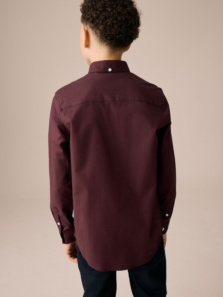 Plum Purple Single Oxford Shirt (3-16yrs) - Image 2 of 7 Plum Purple Single Oxford Shirt (3-16yrs) - Image 2 of 7