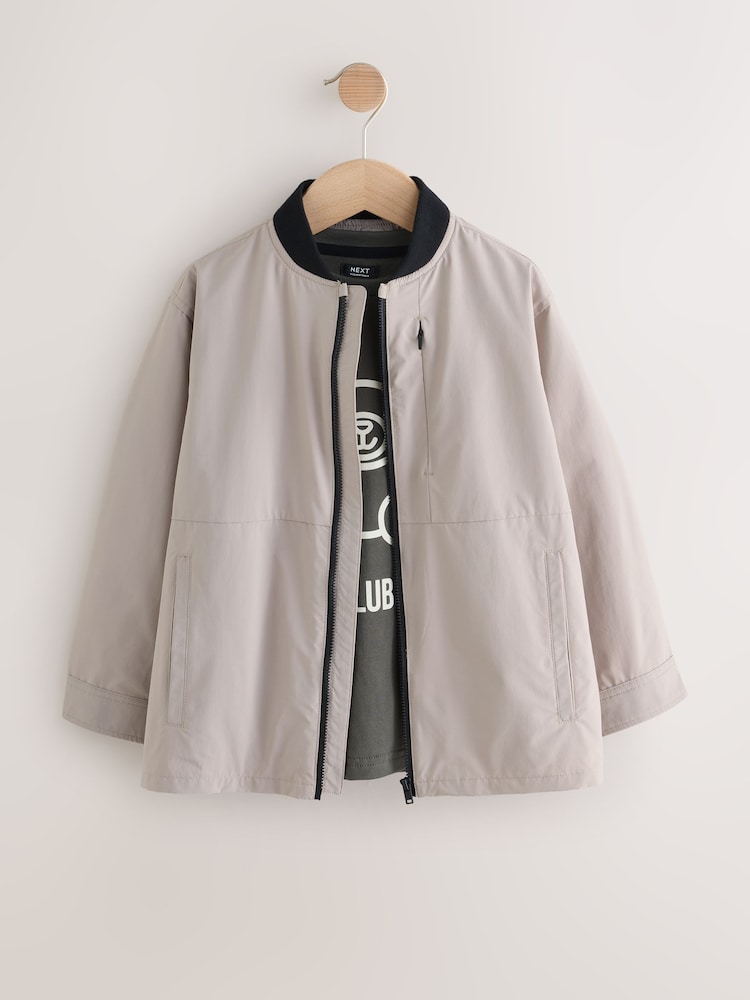 Taupe Bomber Shacket and T-Shirt Set 2 Piece (3mths-7yrs) - Image 1 of 6