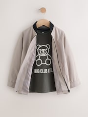 Taupe Bomber Shacket and T-Shirt Set 2 Piece (3mths-7yrs) - Image 2 of 6