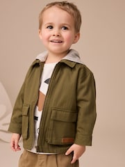 Khaki Green Hooded Overshirt and T-Shirt Set 2 Piece (3mths-7yrs) - Image 1 of 9