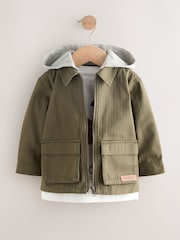 Khaki Green Hooded Overshirt and T-Shirt Set 2 Piece (3mths-7yrs) - Image 10 of 18