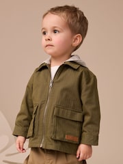Khaki Green Hooded Overshirt and T-Shirt Set 2 Piece (3mths-7yrs) - Image 15 of 18