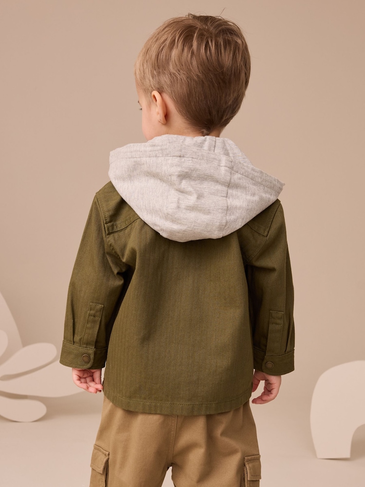 Khaki Green Hooded Overshirt and T-Shirt Set 2 Piece (3mths-7yrs) - Image 18 of 18