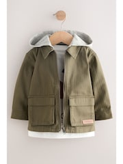 Khaki Green Hooded Overshirt and T-Shirt Set 2 Piece (3mths-7yrs) - Image 2 of 18