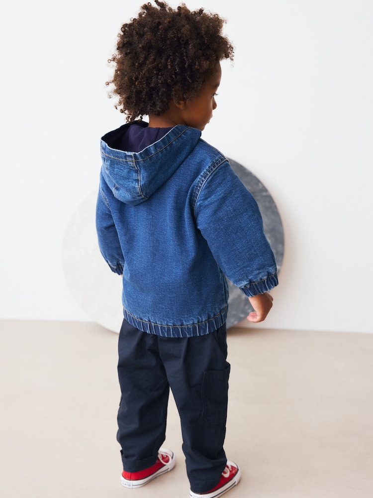 Blue Denim Borg Lined Hooded Zip Through Denim Shacket (3mths-7yrs) - Image 2 of 10