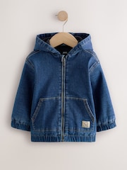 Blue Denim Borg Lined Hooded Zip Through Denim Shacket (3mths-7yrs) - Image 5 of 10