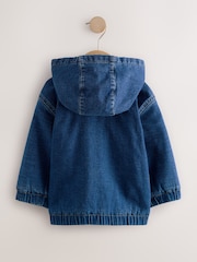 Blue Denim Borg Lined Hooded Zip Through Denim Shacket (3mths-7yrs) - Image 6 of 10