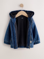 Blue Denim Borg Lined Hooded Zip Through Denim Shacket (3mths-7yrs) - Image 7 of 10