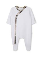 BOSS White Baby Logo Sleepsuit Giftset Set With Hat, Mitts & Bib - Image 5 of 8