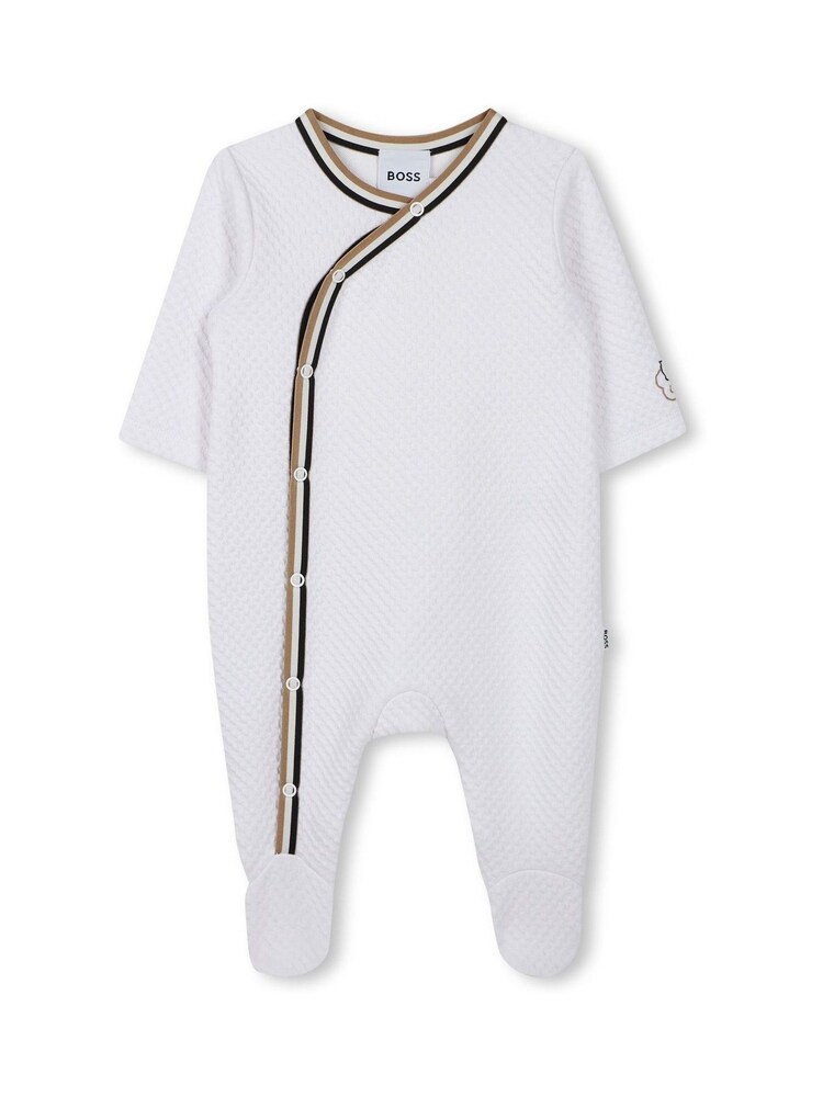 BOSS White Baby Logo Sleepsuit Giftset Set With Hat, Mitts & Bib - Image 5 of 8