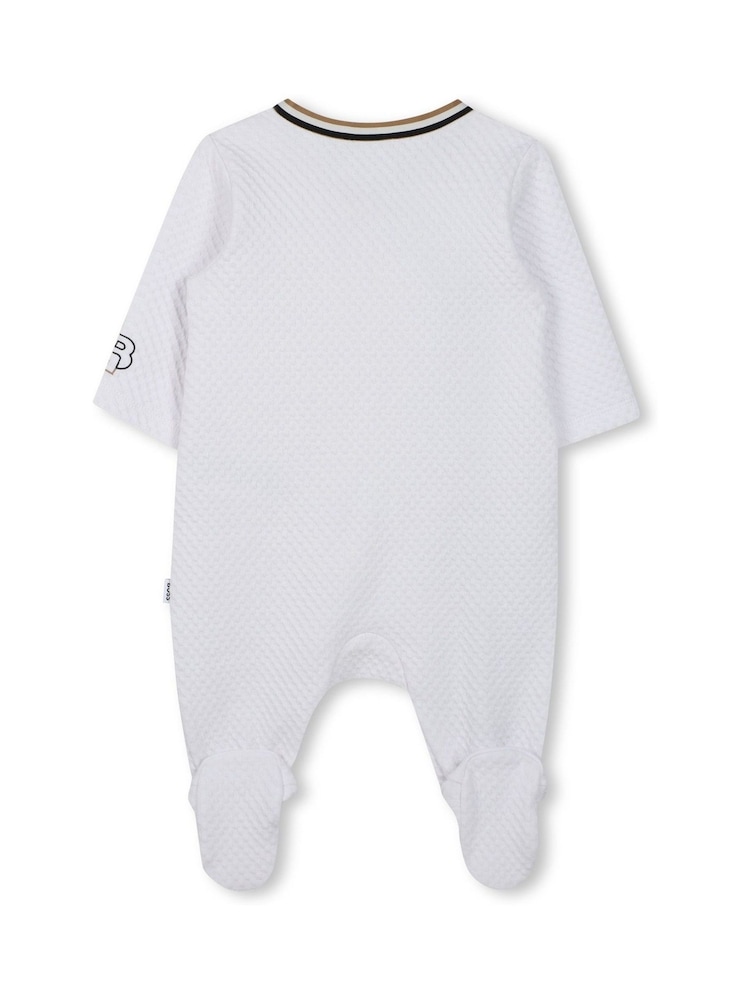 BOSS White Baby Logo Sleepsuit Giftset Set With Hat, Mitts & Bib - Image 8 of 8