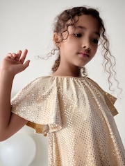 Gold Foil Spot Velour Dress (3-16yrs) - Image 5 of 9
