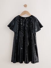 Black Foil Spot Velour Dress (3-16yrs) - Image 2 of 4