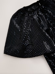 Black Foil Spot Velour Dress (3-16yrs) - Image 4 of 4