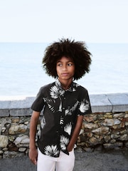 Black/ Off White Short Sleeve Printed Shirt (3-16yrs) - Image 1 of 6