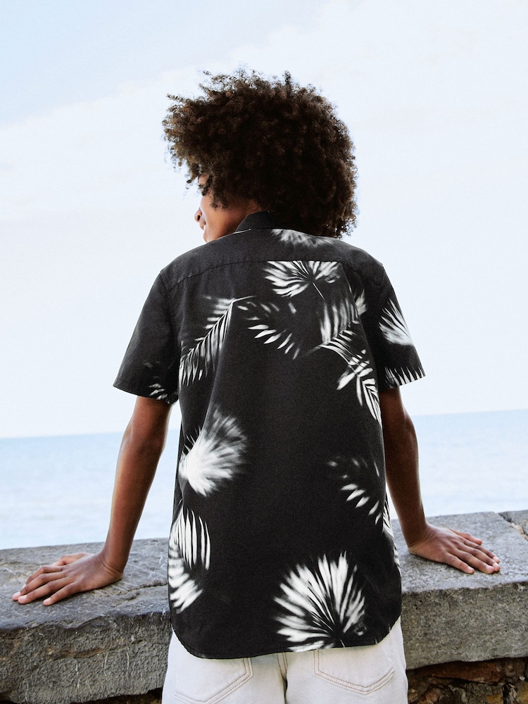 Black/ Off White Short Sleeve Printed Shirt (3-16yrs) - Image 2 of 6