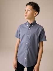 Airforce Blue Logo Short Sleeve Cotton Rich Oxford Shirt (3-16yrs) - Image 1 of 6