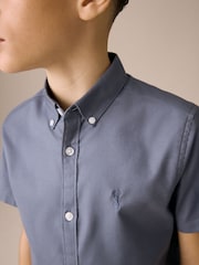Airforce Blue Logo Short Sleeve Cotton Rich Oxford Shirt (3-16yrs) - Image 4 of 6