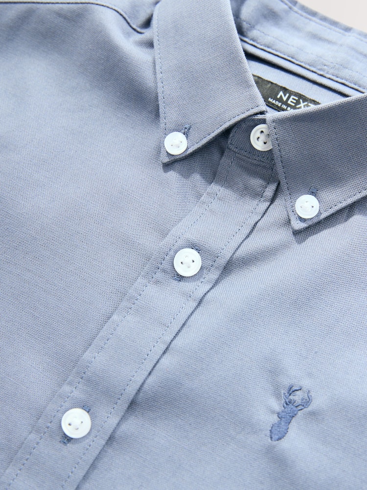 Airforce Blue Logo Short Sleeve Cotton Rich Oxford Shirt (3-16yrs) - Image 5 of 6
