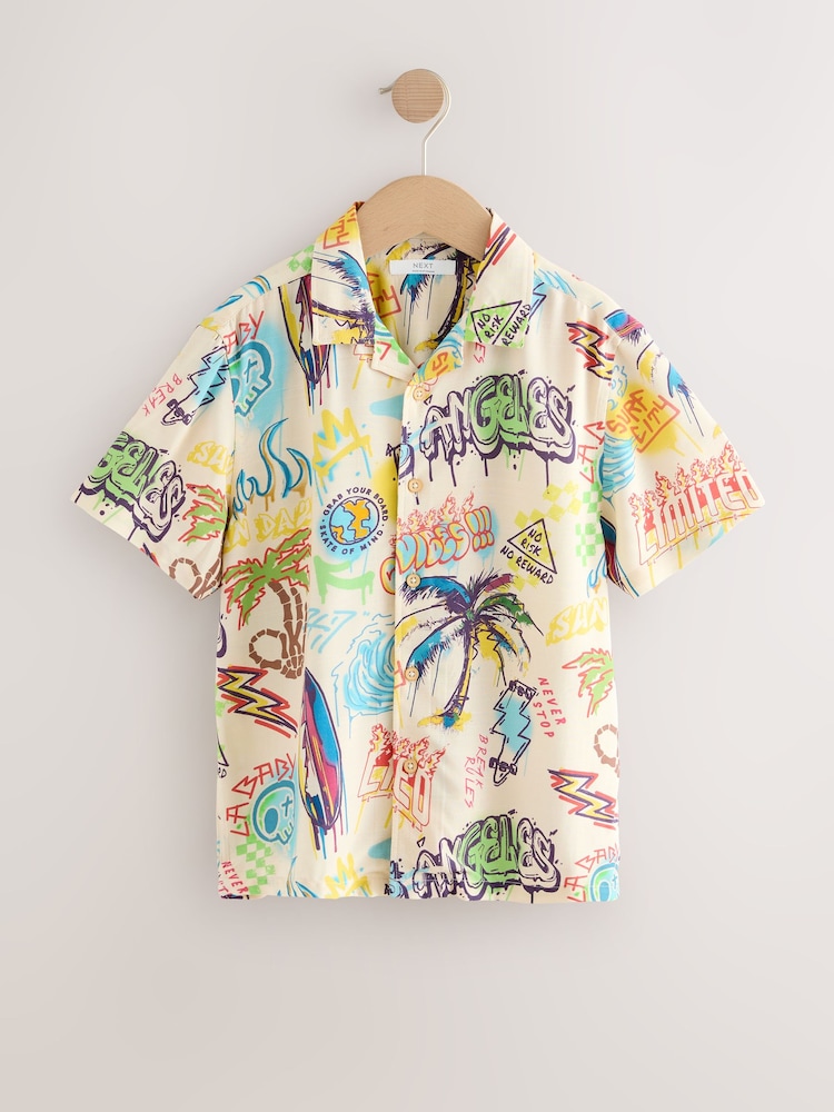 Ecru Graffitti Short Sleeve Printed Shirt (3-16yrs) - Image 1 of 4