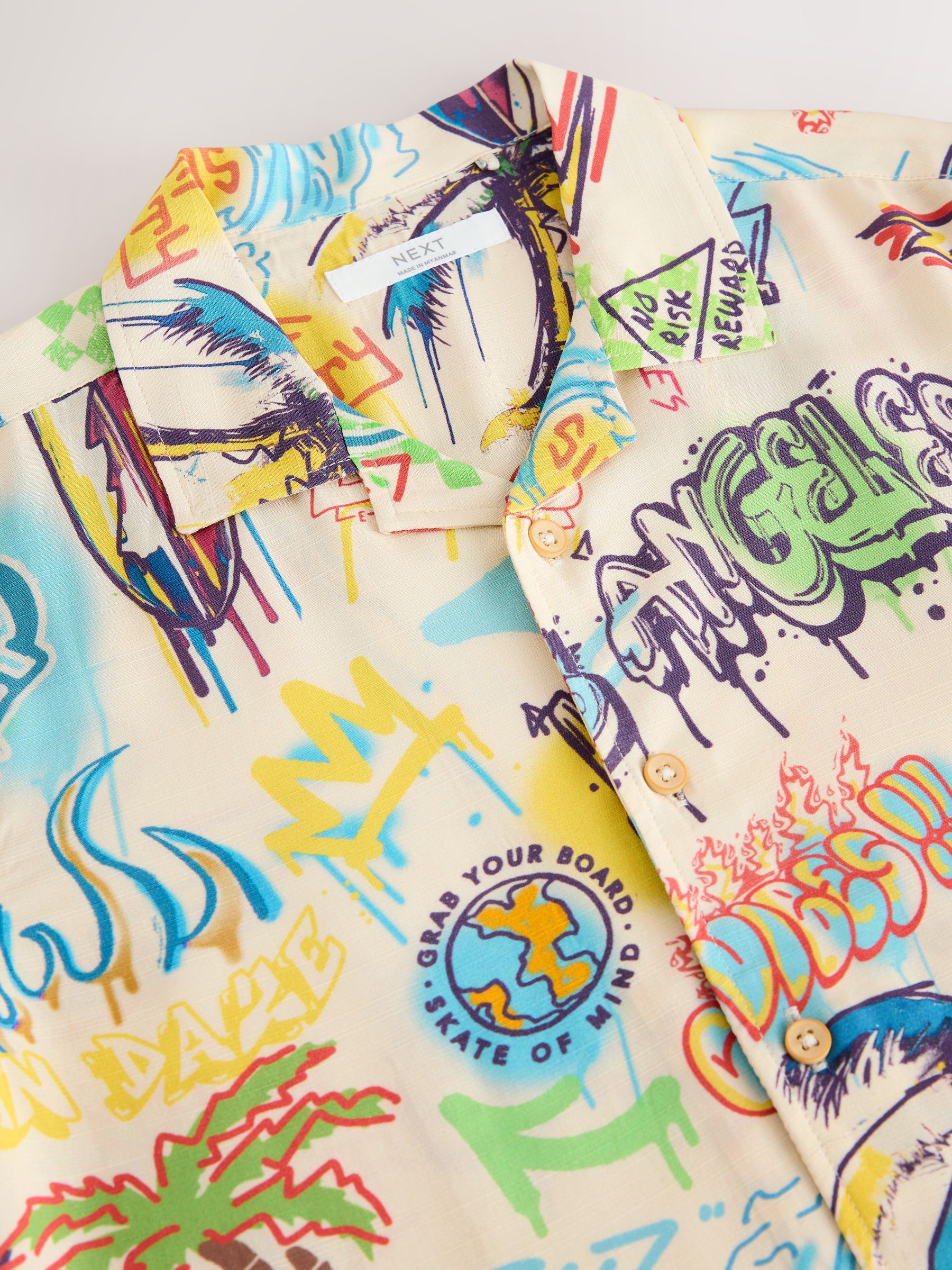 Buy Ecru Graffitti Short Sleeve Printed Shirt (3-16yrs) from Next USA