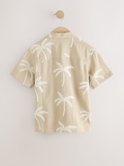Light Stone Palm Tree Short Sleeves Revere Collar Palm Printed Shirt (3-16yrs) - Image 2 of 4
