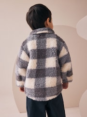 Grey Checkerboard Borg Fleece Shacket (3mths-7yrs) - Image 2 of 8