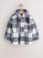 Grey Checkerboard Borg Fleece Shacket (3mths-7yrs) - Image 4 of 8